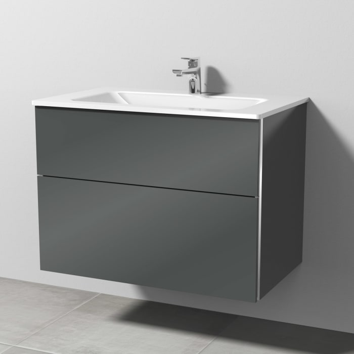 Sanipa 3way Kombination mit Glaswaschtisch 81,5 cm, 2 Auszüge mit Push to open