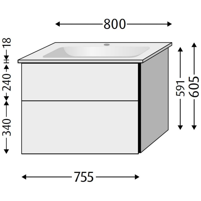 Villeroy & Boch Venticello Waschtisch mit Sanipa 3way Unterschrank 80 cm