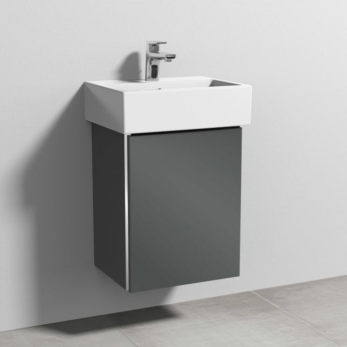 Sanipa 3way Waschtischunterbau für Keramik-Waschtisch Vero Air 45 cm, 1 Tür, Anschlag rechts, mit Griffleiste