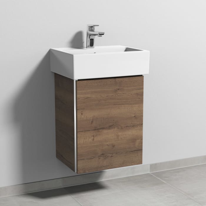 Sanipa 3way Waschtischunterbau für Keramik-Waschtisch Vero Air 45 cm, 1 Tür, Anschlag rechts, mit Griffleiste