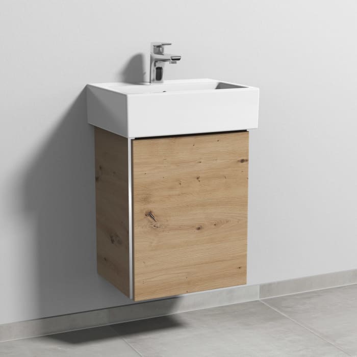 Sanipa 3way Waschtischunterbau für Keramik-Waschtisch Vero Air 45 cm, 1 Tür, Anschlag rechts, mit Griffleiste