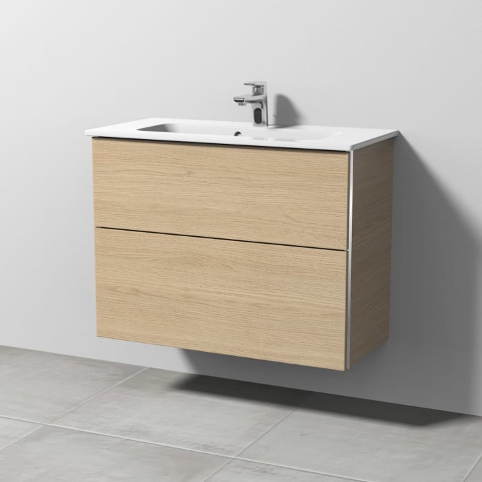 Sanipa 3way Waschtischunterbau für Keramik-Waschtisch ME by Starck 83 cm, 2 Auszüge mit Aufsatzgriff, geringere Tiefe