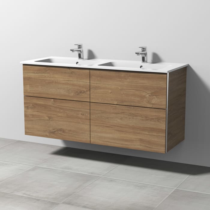 Sanipa 3way Waschtischunterbau für Keramik-Doppelwaschtisch ME by Starck 130 cm, 4 Auszüge mit Aufsatzgriff