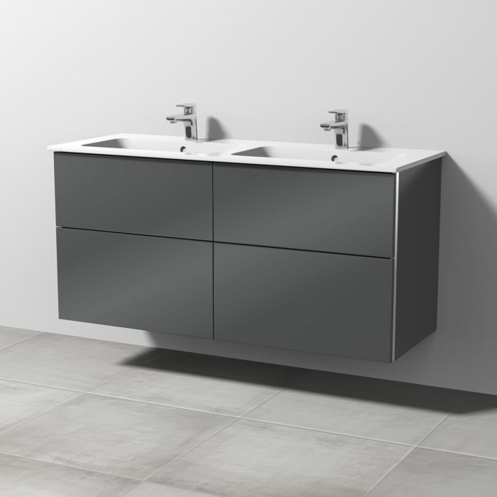 Sanipa 3way Waschtischunterbau für Keramik-Doppelwaschtisch ME by Starck 130 cm, 4 Auszüge mit Aufsatzgriff