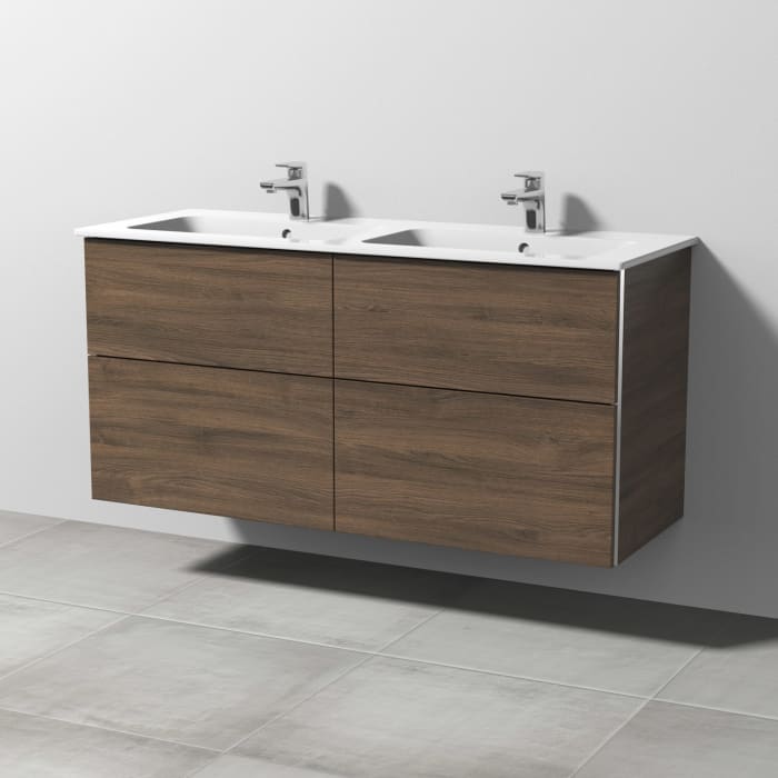 Sanipa 3way Waschtischunterbau für Keramik-Doppelwaschtisch ME by Starck 130 cm, 4 Auszüge mit Aufsatzgriff