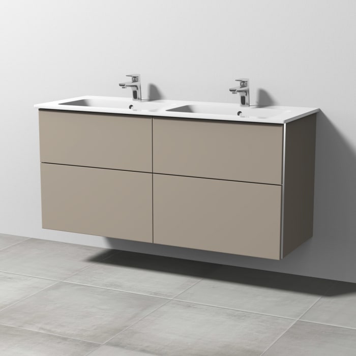 Sanipa 3way Waschtischunterbau für Keramik-Doppelwaschtisch ME by Starck 130 cm, 4 Auszüge mit Aufsatzgriff