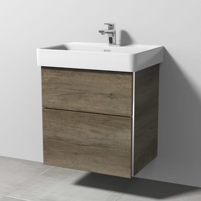 Sanipa 3way Waschtischunterbau für Keramik-Waschtisch Pro S 60 cm, 2 Auszüge mit Griffleisten