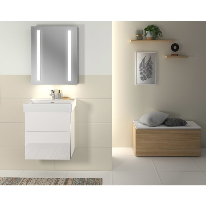 Sanipa 3way Waschtischunterbau für Keramik-Waschtisch Pro S 60 cm, 2 Auszüge mit Griffleisten