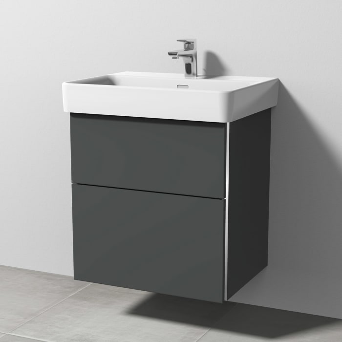 Sanipa 3way Waschtischunterbau für Keramik-Waschtisch Pro S 60 cm, 2 Auszüge mit Griffleisten