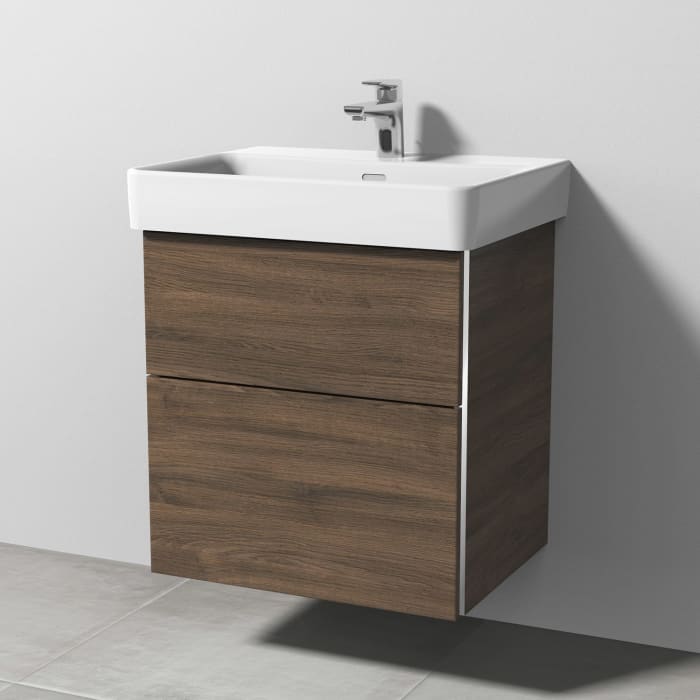 Sanipa 3way Waschtischunterbau für Keramik-Waschtisch Pro S 60 cm, 2 Auszüge mit Griffleisten