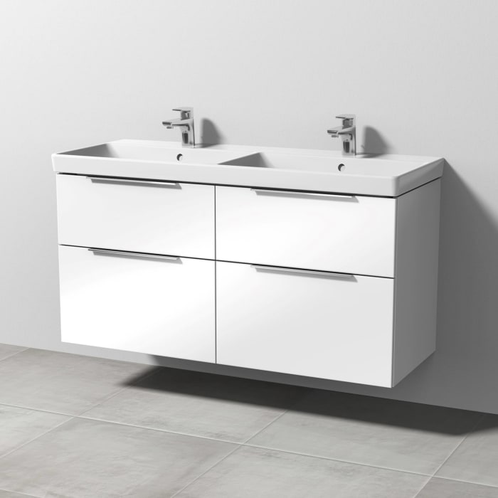 Sanipa 3way Waschtischunterbau für Keramik-Doppelwaschtisch Avento 120 cm, 4 Auszüge mit Aufsatzgriff