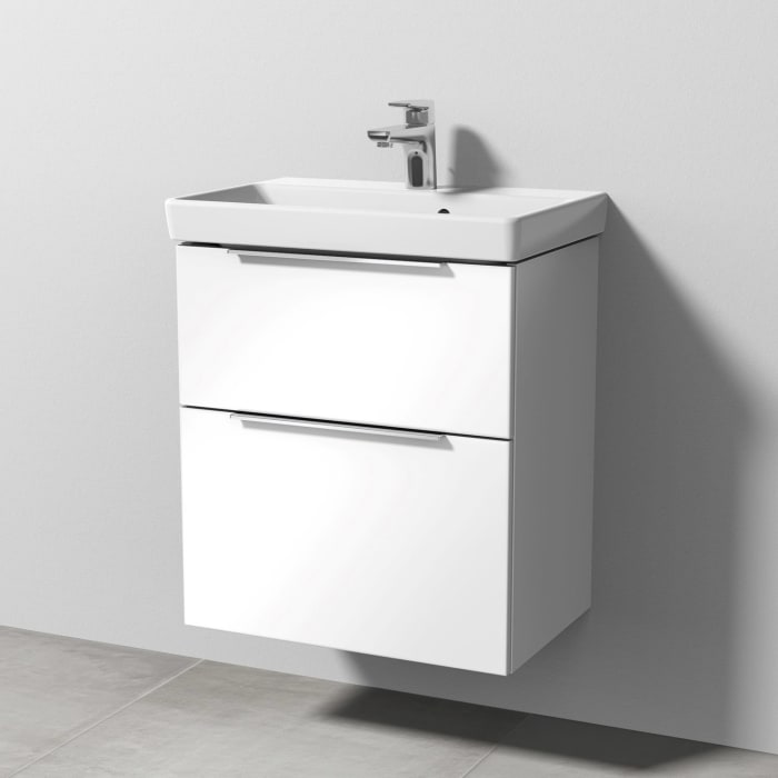 Sanipa 3way Waschtischunterbau für Keramik-Waschtisch Avento 55 cm, 2 Auszüge mit Aufsatzgriff