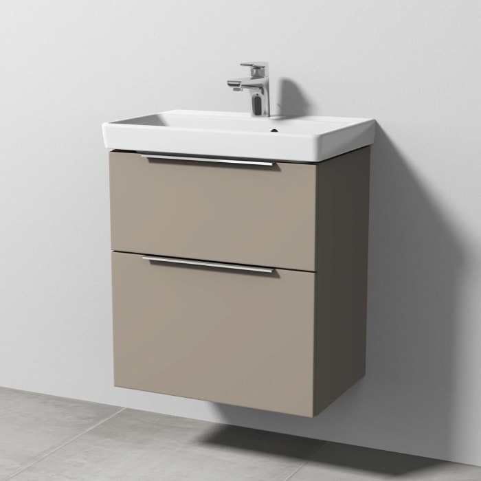 Sanipa 3way Waschtischunterbau für Keramik-Waschtisch Avento 55 cm, 2 Auszüge mit Aufsatzgriff