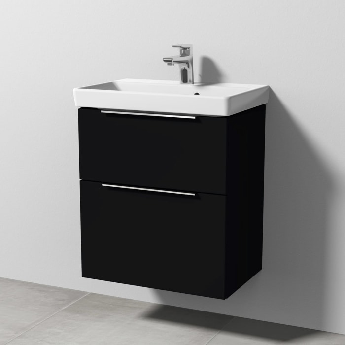 Sanipa 3way Waschtischunterbau für Keramik-Waschtisch Avento 55 cm, 2 Auszüge mit Aufsatzgriff