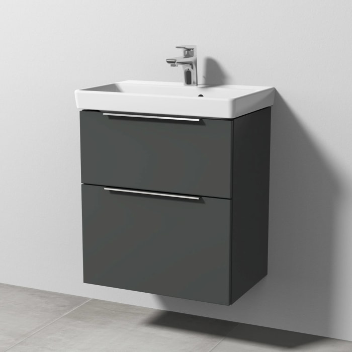 Sanipa 3way Waschtischunterbau für Keramik-Waschtisch Avento 55 cm, 2 Auszüge mit Aufsatzgriff