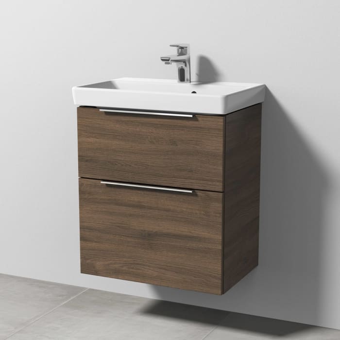 Sanipa 3way Waschtischunterbau für Keramik-Waschtisch Avento 55 cm, 2 Auszüge mit Aufsatzgriff