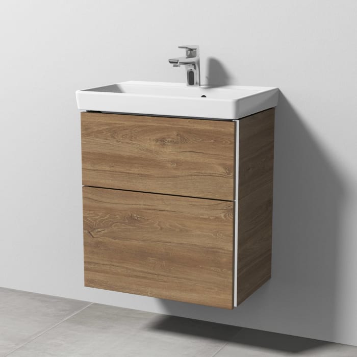 Sanipa 3way Waschtischunterbau für Keramik-Waschtisch Avento 55 cm, 2 Auszüge mit Griffleisten