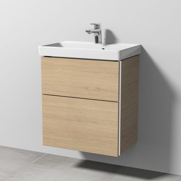 Sanipa 3way Waschtischunterbau für Keramik-Waschtisch Avento 55 cm, 2 Auszüge mit Griffleisten