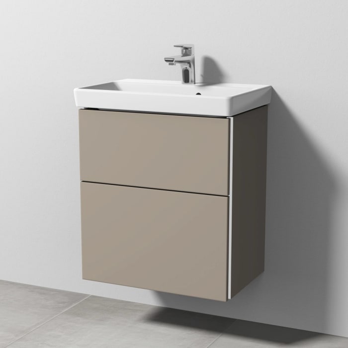 Sanipa 3way Waschtischunterbau für Keramik-Waschtisch Avento 55 cm, 2 Auszüge mit Griffleisten