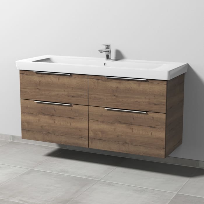 Sanipa 3way Waschtischunterbau für Keramik-Waschtisch Subway 2.0 130 cm, 4 Auszüge mit Aufsatzgriff