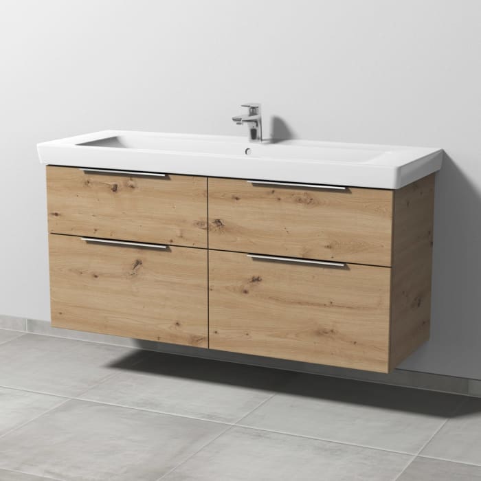 Sanipa 3way Waschtischunterbau für Keramik-Waschtisch Subway 2.0 130 cm, 4 Auszüge mit Aufsatzgriff