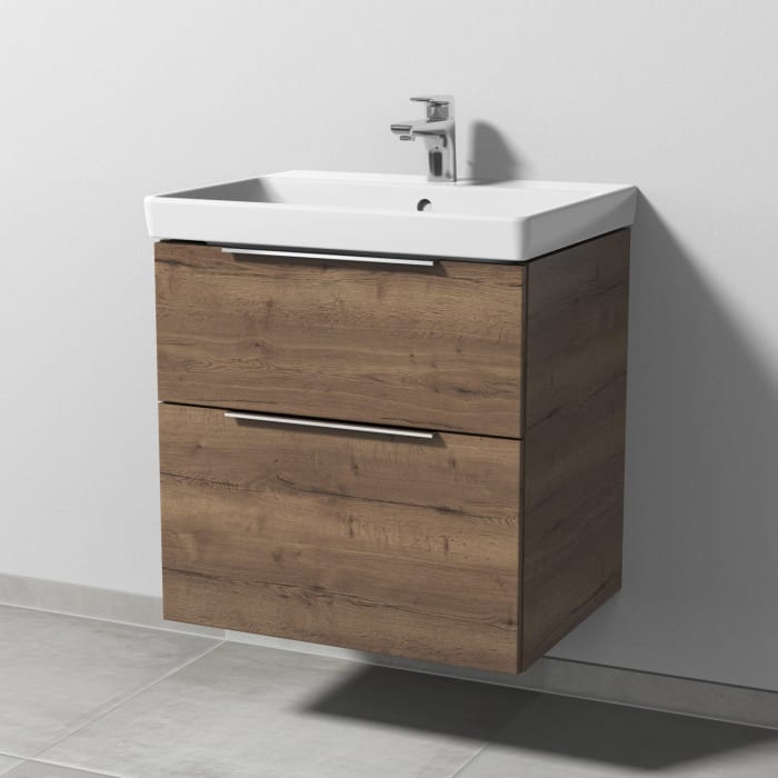 Sanipa 3way Waschtischunterbau für Keramik-Waschtisch Avento 60 cm, 2 Auszüge mit Aufsatzgriff