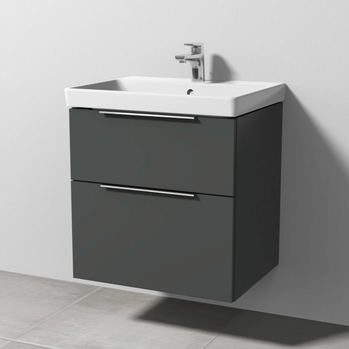 Sanipa 3way Waschtischunterbau für Keramik-Waschtisch Avento 60 cm, 2 Auszüge mit Aufsatzgriff