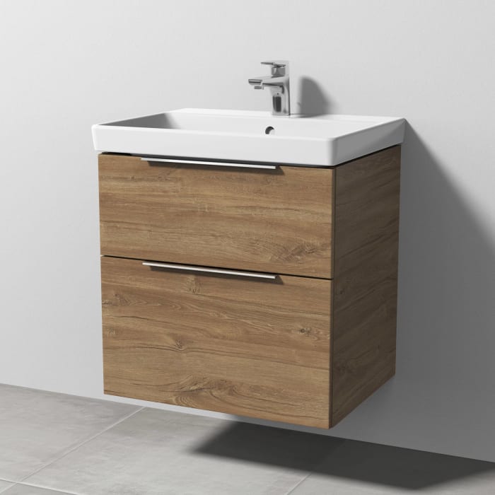 Sanipa 3way Waschtischunterbau für Keramik-Waschtisch Avento 60 cm, 2 Auszüge mit Aufsatzgriff