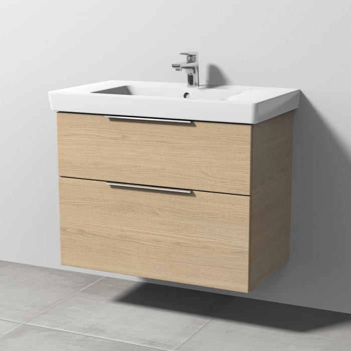 Sanipa 3way Waschtischunterbau für Keramik-Waschtisch Subway 3.0 80 cm, 2 Auszüge mit Aufsatzgriff