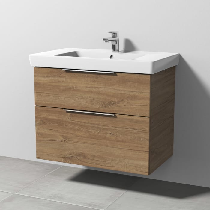 Sanipa 3way Waschtischunterbau für Keramik-Waschtisch Subway 3.0 80 cm, 2 Auszüge mit Aufsatzgriff