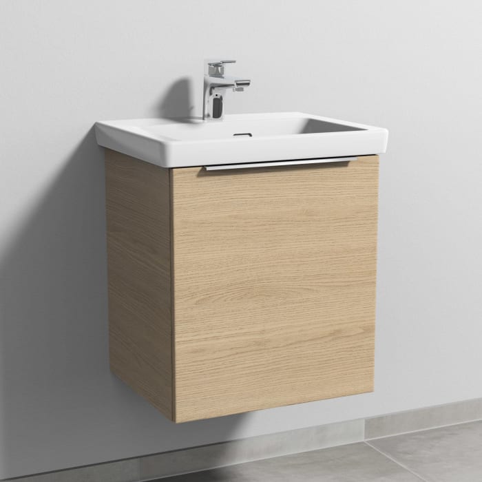 Sanipa 3way Waschtischunterbau für Keramik-Waschtisch Subway 3.0 50 cm, 1 Tür, Anschlag rechts, mit Aufsatzgriff