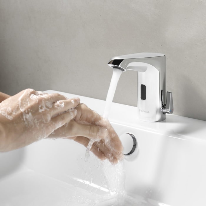 Schell XERIS E² Elektronische Waschtisch-Armatur mit Batteriebetrieb, Hochdruck-Mischwasser, S