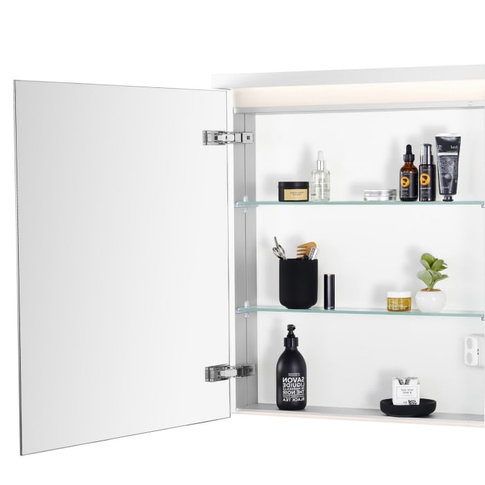 Schneider BORDO TW Spiegelschrank ALU1 60/1/TW/R 59,5 x 73,1 cm, Steckdose rechts, CH