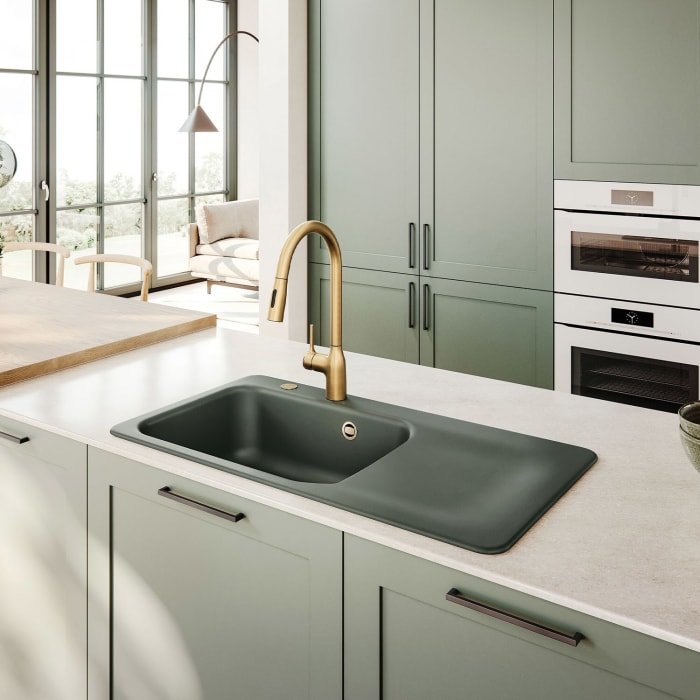 Systemceram Keradomo Juna 90 Einbauspüle links mit Excenterbetätigung, mit CLEANPLUS