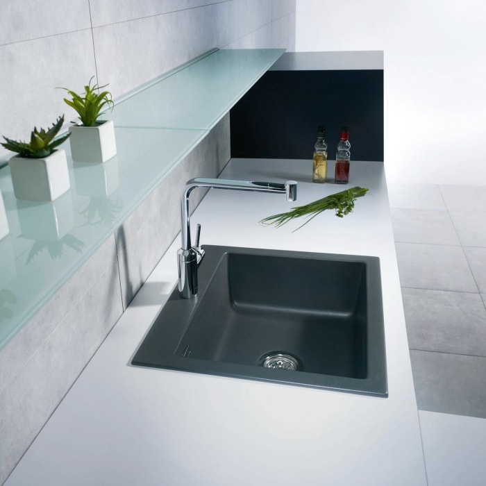 Systemceram Keradomo Mera 57 Einbauspüle mit Handbetätigung, ohne Hahnlochbohrung