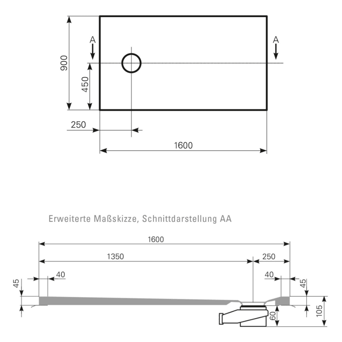 Mauersberger Duschfläche Davisi 160 x 90 cm
