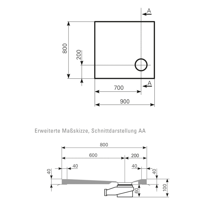 Mauersberger Duschfläche Davisi 90 x 80 cm