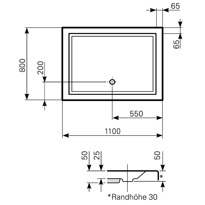 Mauersberger Duschwanne Lupina 110 x 80 cm superflach
