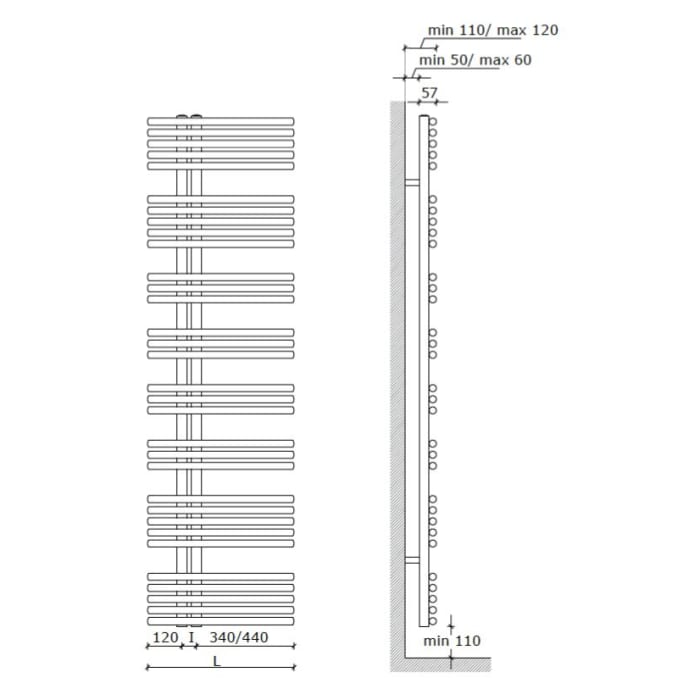 Life Badheizkörper 179,2 x 51 cm