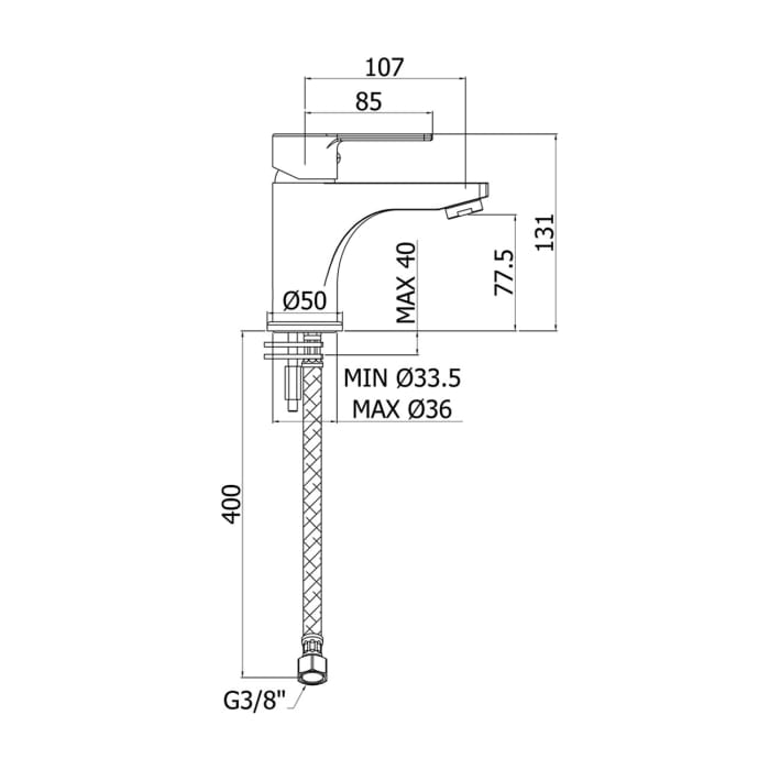 House 2.0 Einhebel-Waschtischbatterie mit Kaltstart, ohne Ablaufgarnitur