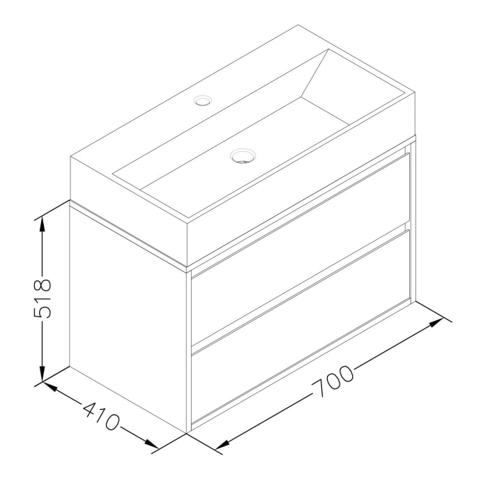 Pure 2.0 Waschtischunterschrank 70 cm mit 2 Auszügen