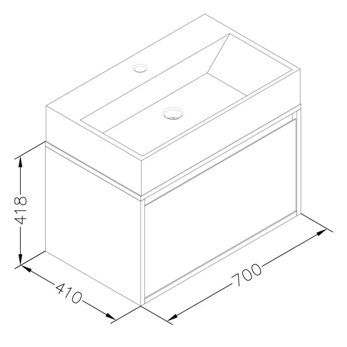 Pure 2.0 Waschtischunterschrank 70 cm mit 1 Auszug