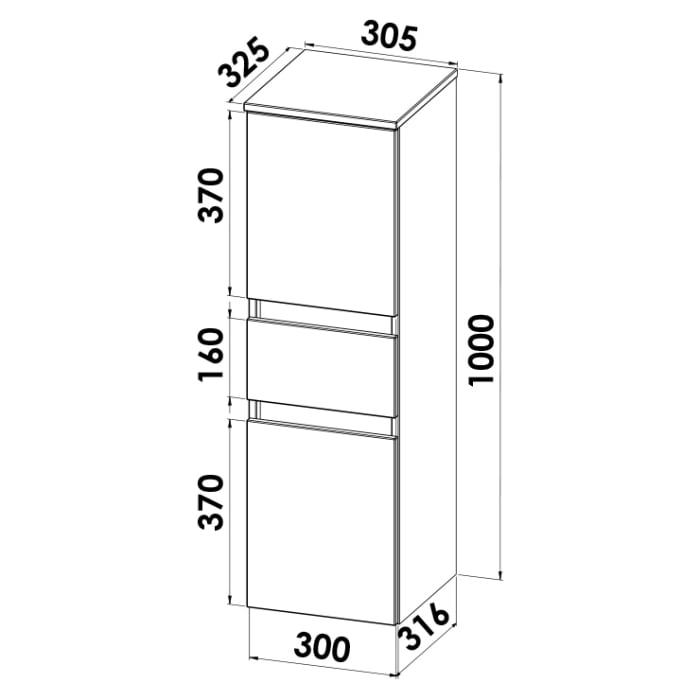 Lodge Seitenschrank 100 cm mit 2 Türen und 1 Auszug, Anschlag rechts