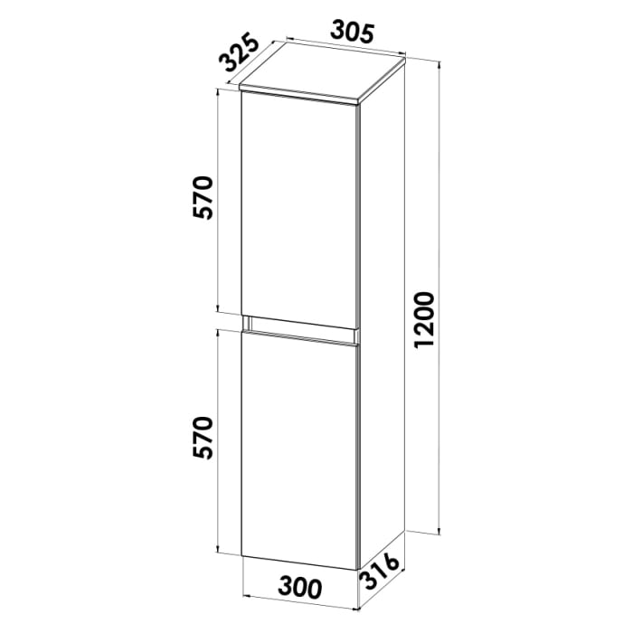 Lodge Seitenschrank 120 cm mit 2 Türen, Anschlag rechts