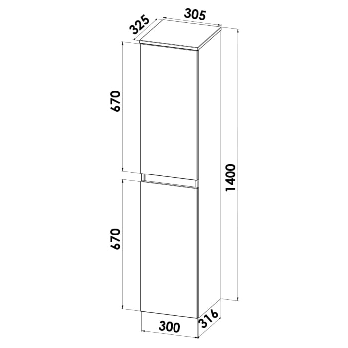 Lodge Seitenschrank 140 cm mit 2 Türen, Anschlag rechts