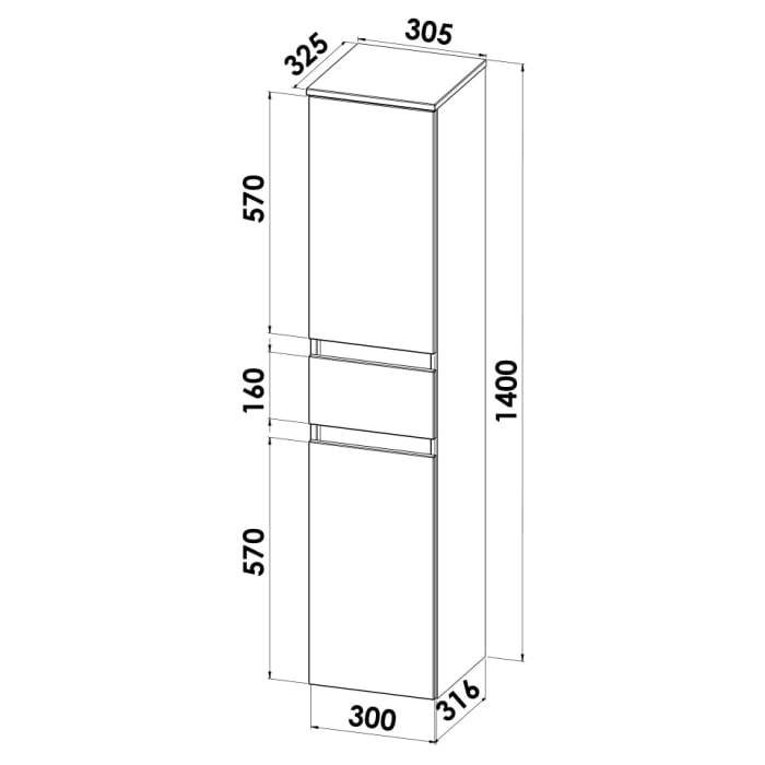 Lodge Seitenschrank 140 cm mit 2 Türen und 1 Auszug, Anschlag links