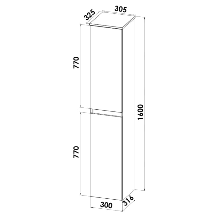 Lodge Seitenschrank 160 cm mit 2 Türen, Anschlag rechts