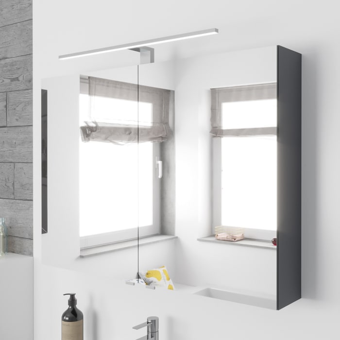 Lodge Spiegelschrank 90 cm mit 2 Türen und LED-Aufbauleuchte