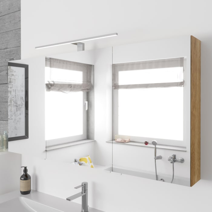 Lodge Spiegelschrank 130 cm mit 3 Türen und LED-Aufbauleuchte