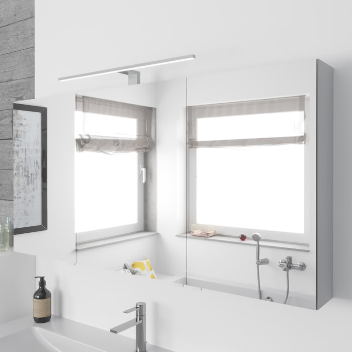 Lodge Spiegelschrank 130 cm mit 3 Türen und LED-Aufbauleuchte